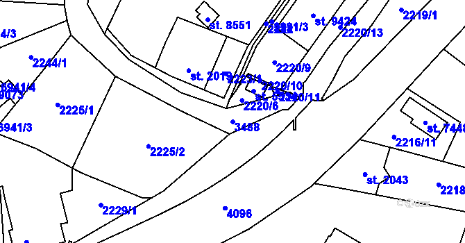 Parcela st. 3488 v KÚ Zlín, Katastrální mapa