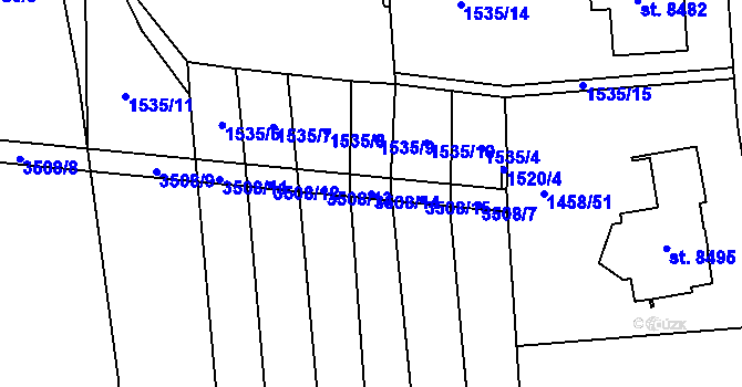 Parcela st. 3508/14 v KÚ Zlín, Katastrální mapa