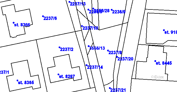 Parcela st. 3556/13 v KÚ Zlín, Katastrální mapa