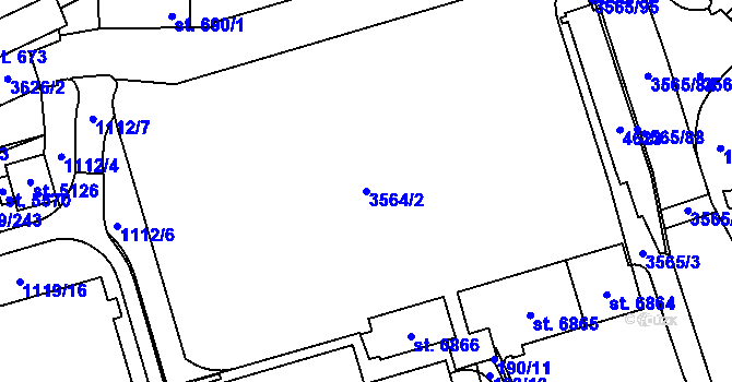Parcela st. 3564/2 v KÚ Zlín, Katastrální mapa