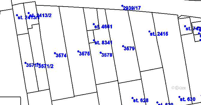 Parcela st. 3578 v KÚ Zlín, Katastrální mapa