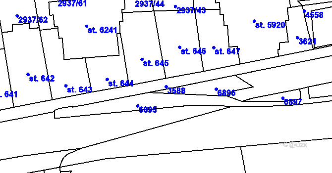 Parcela st. 3588 v KÚ Zlín, Katastrální mapa