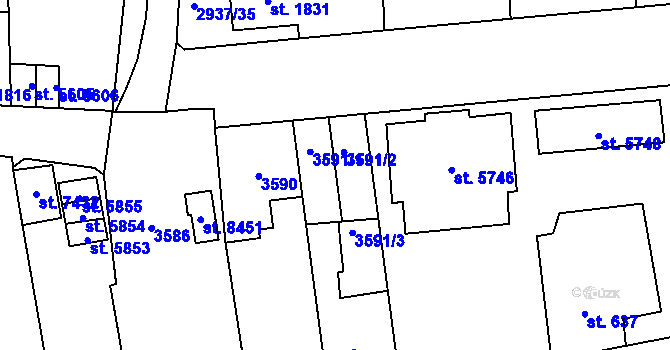 Parcela st. 3591 v KÚ Zlín, Katastrální mapa