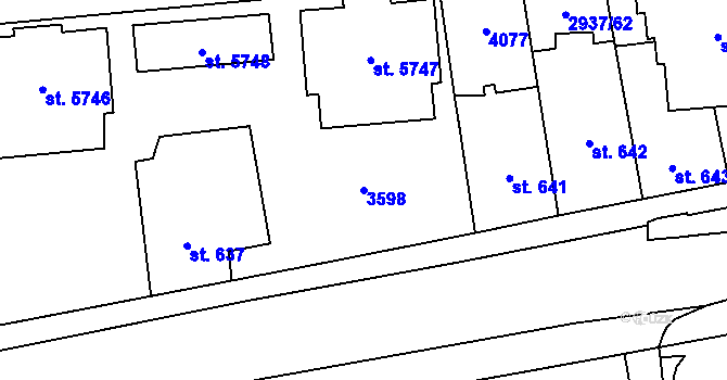 Parcela st. 3598 v KÚ Zlín, Katastrální mapa