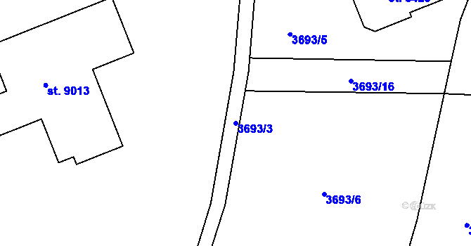 Parcela st. 3693/3 v KÚ Zlín, Katastrální mapa