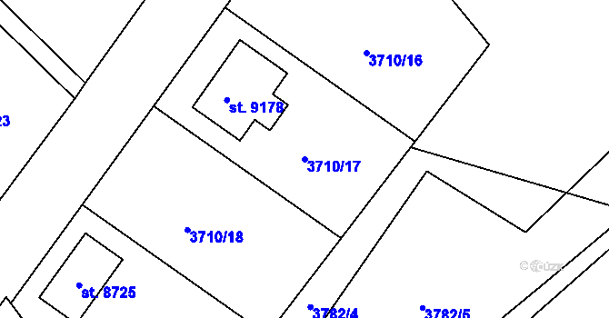 Parcela st. 3710/17 v KÚ Zlín, Katastrální mapa