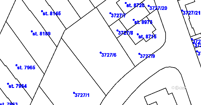Parcela st. 3727/6 v KÚ Zlín, Katastrální mapa