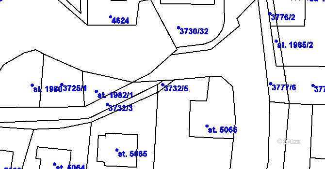 Parcela st. 3732/5 v KÚ Zlín, Katastrální mapa