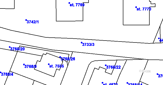 Parcela st. 3733/3 v KÚ Zlín, Katastrální mapa