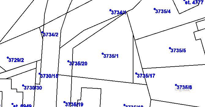 Parcela st. 3735/1 v KÚ Zlín, Katastrální mapa