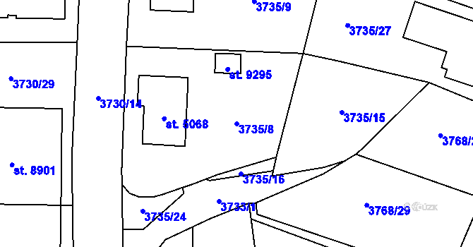Parcela st. 3735/8 v KÚ Zlín, Katastrální mapa