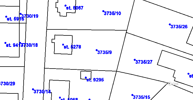 Parcela st. 3735/9 v KÚ Zlín, Katastrální mapa
