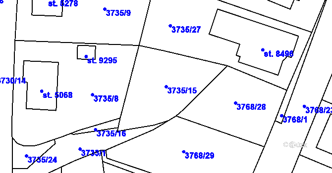 Parcela st. 3735/15 v KÚ Zlín, Katastrální mapa