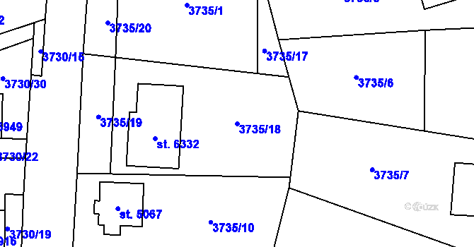 Parcela st. 3735/18 v KÚ Zlín, Katastrální mapa