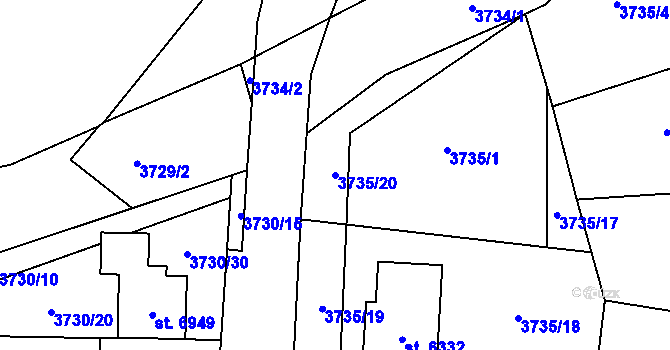 Parcela st. 3735/20 v KÚ Zlín, Katastrální mapa