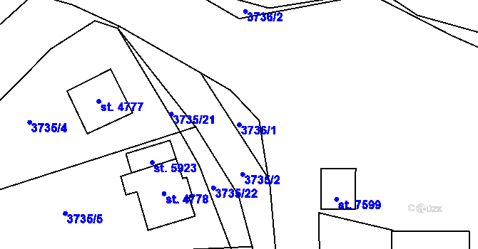 Parcela st. 3736/1 v KÚ Zlín, Katastrální mapa