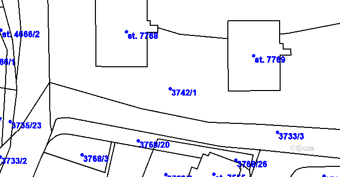 Parcela st. 3742/1 v KÚ Zlín, Katastrální mapa