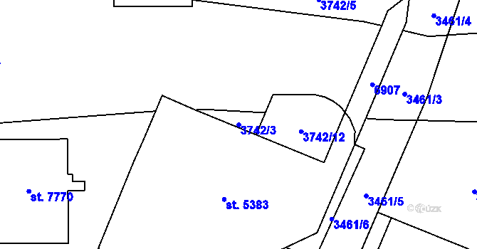 Parcela st. 3742/3 v KÚ Zlín, Katastrální mapa
