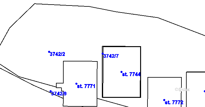 Parcela st. 3742/7 v KÚ Zlín, Katastrální mapa