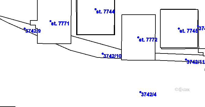 Parcela st. 3742/10 v KÚ Zlín, Katastrální mapa