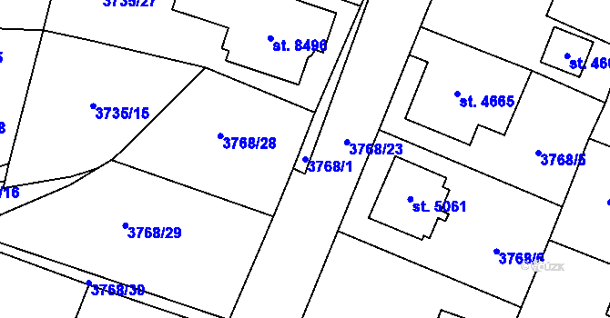 Parcela st. 3768/1 v KÚ Zlín, Katastrální mapa