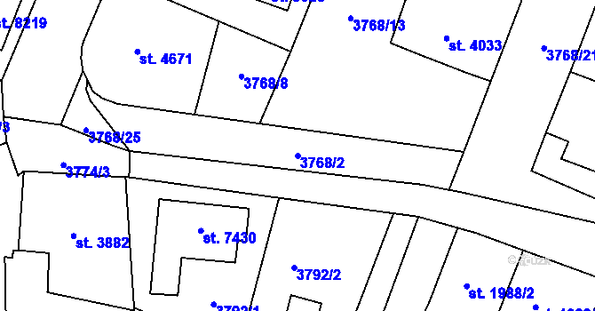 Parcela st. 3768/2 v KÚ Zlín, Katastrální mapa