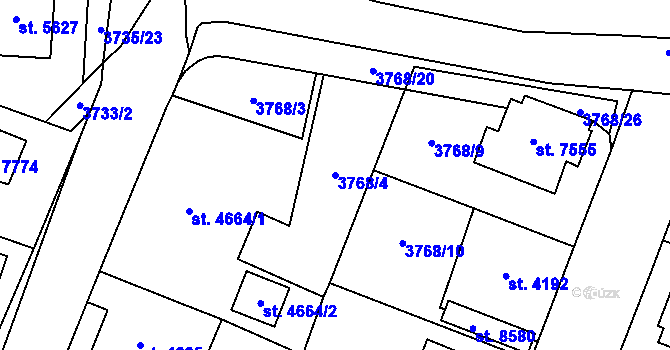 Parcela st. 3768/4 v KÚ Zlín, Katastrální mapa