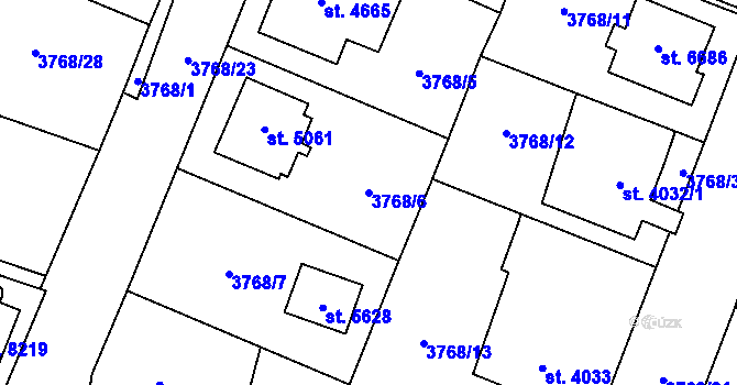 Parcela st. 3768/6 v KÚ Zlín, Katastrální mapa