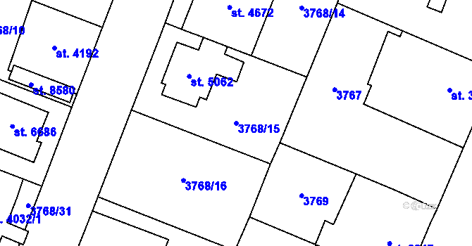 Parcela st. 3768/15 v KÚ Zlín, Katastrální mapa