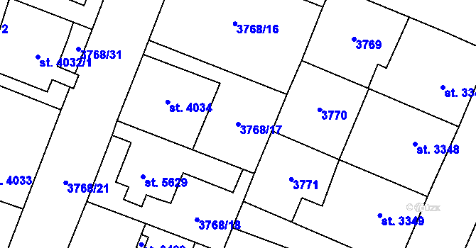 Parcela st. 3768/17 v KÚ Zlín, Katastrální mapa