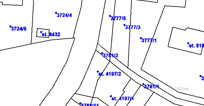 Parcela st. 3781/2 v KÚ Zlín, Katastrální mapa