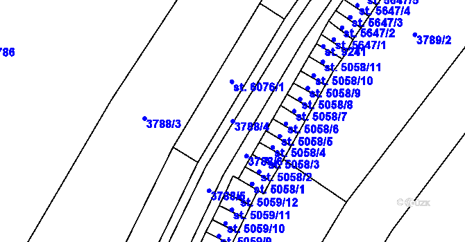 Parcela st. 3788/4 v KÚ Zlín, Katastrální mapa