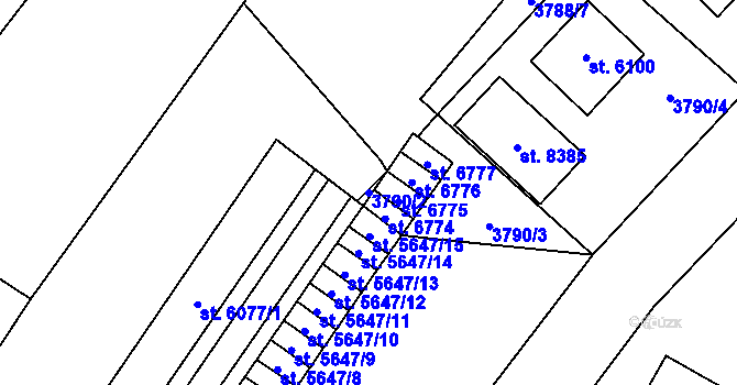 Parcela st. 3790/2 v KÚ Zlín, Katastrální mapa