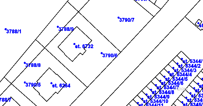 Parcela st. 3790/6 v KÚ Zlín, Katastrální mapa