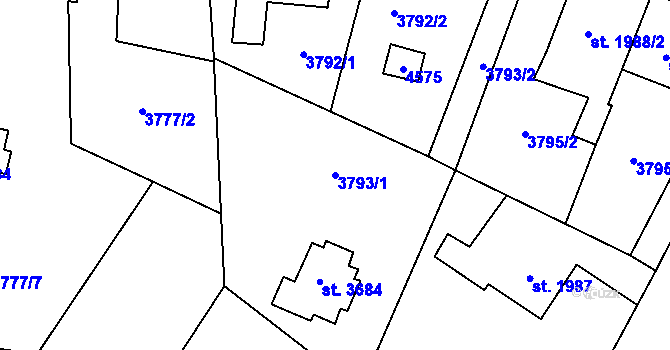 Parcela st. 3793/1 v KÚ Zlín, Katastrální mapa