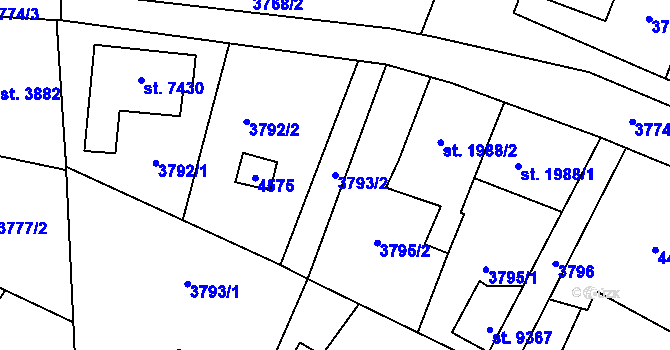 Parcela st. 3793/2 v KÚ Zlín, Katastrální mapa