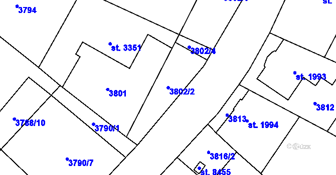 Parcela st. 3802/2 v KÚ Zlín, Katastrální mapa