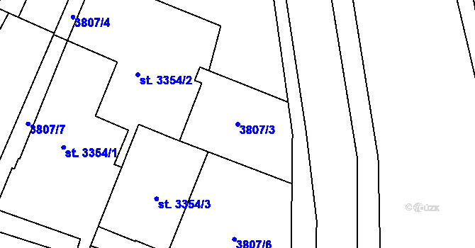 Parcela st. 3807/3 v KÚ Zlín, Katastrální mapa