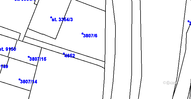 Parcela st. 3807/5 v KÚ Zlín, Katastrální mapa