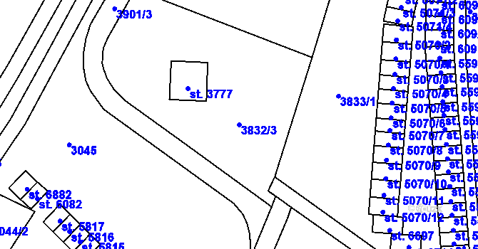 Parcela st. 3832/3 v KÚ Zlín, Katastrální mapa