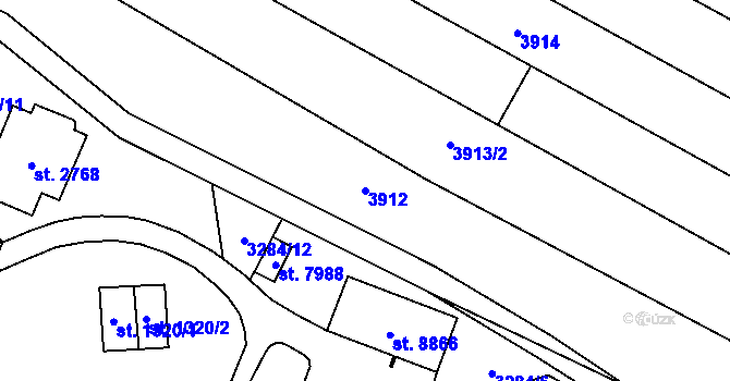 Parcela st. 3912 v KÚ Zlín, Katastrální mapa