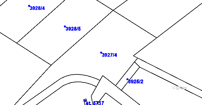 Parcela st. 3927/4 v KÚ Zlín, Katastrální mapa