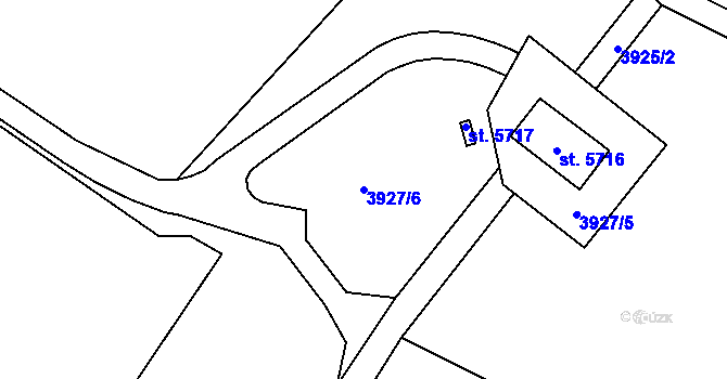 Parcela st. 3927/6 v KÚ Zlín, Katastrální mapa