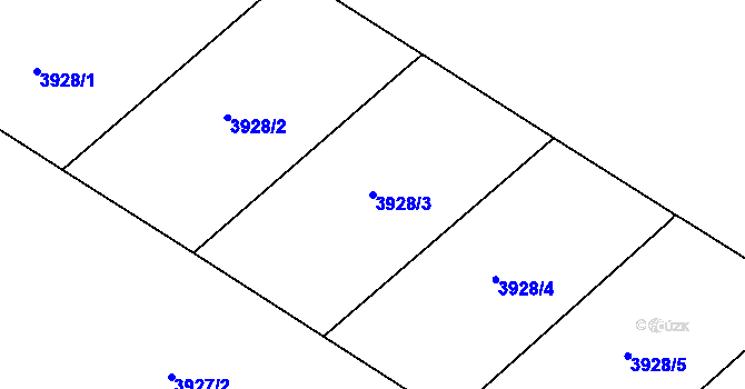 Parcela st. 3928/3 v KÚ Zlín, Katastrální mapa