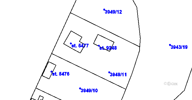 Parcela st. 3949/11 v KÚ Zlín, Katastrální mapa