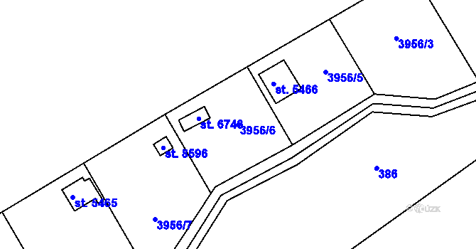 Parcela st. 3956/6 v KÚ Zlín, Katastrální mapa