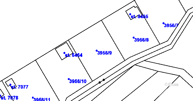 Parcela st. 3956/9 v KÚ Zlín, Katastrální mapa