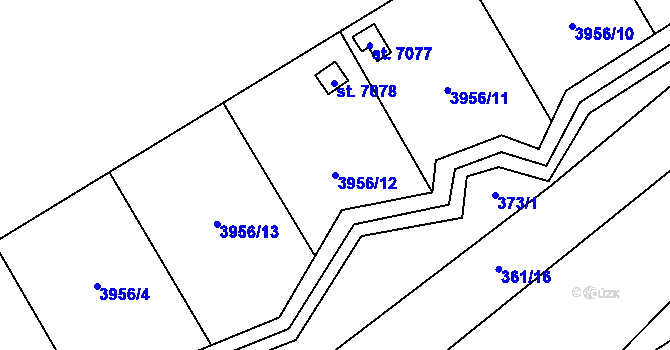Parcela st. 3956/12 v KÚ Zlín, Katastrální mapa