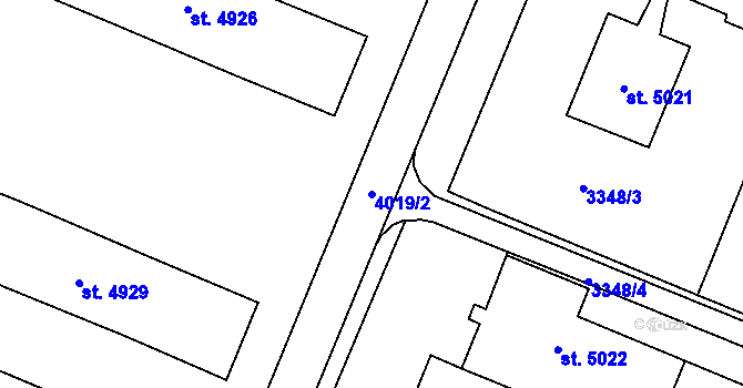 Parcela st. 4019/2 v KÚ Zlín, Katastrální mapa