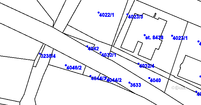 Parcela st. 4032/1 v KÚ Zlín, Katastrální mapa